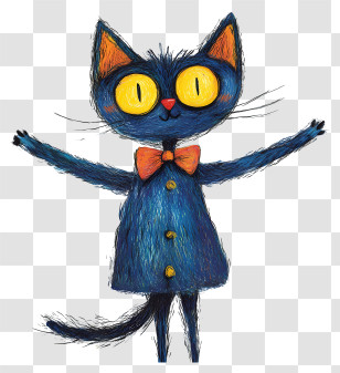 Pete The Cat - Cartoon Cat With Bowtie Transparent PNG