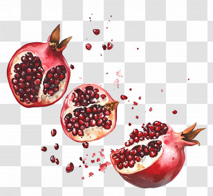 Pomegranate Watercolor - Illustration Of Sliced Pomegranates Transparent PNG