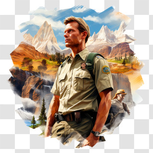 National Park Service Founders Day - Park Ranger In Scenic Mountain Landscape Transparent PNG