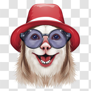 International Sloth Day
 - Stylish Dog Wearing Sunglasses And Red Hat Transparent PNG