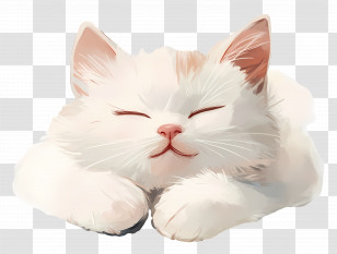 Lovely Cat - Sleeping White Cat Transparent PNG