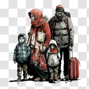World Refugee Day
 - Refugee Family With Luggage Transparent PNG