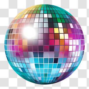New Year - Vivid Reflective Disco Ball With Glowing Colors Transparent PNG