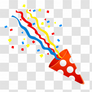Party Popper - Festive Party Popper With Confetti And Streamers Transparent PNG