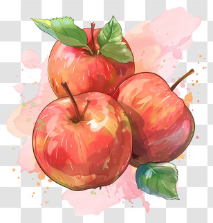 Gala Apples - Red Apples With Leaves Transparent PNG