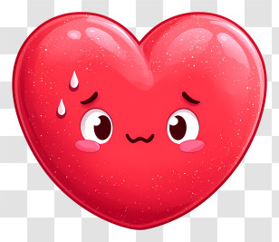 Sparkle Heart Emoji - Cute Heart With Facial Expression Transparent PNG