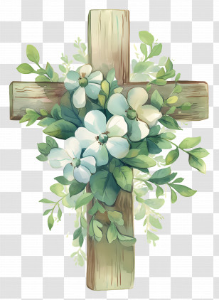 Christian Cross - Floral Cross With Greenery Transparent PNG