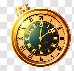 Clock - Vintage Gold Pocket Watch Transparent PNG