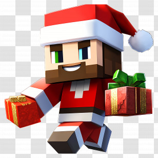 Christmas Minecraft - Minecraft Santa With Christmas Gifts Transparent PNG