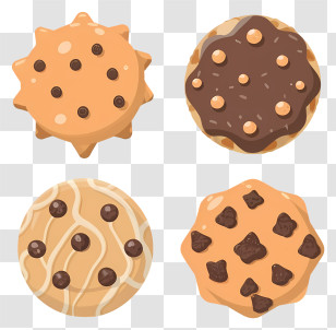 Chocolate Chip Cookies - Variety Of Chocolate Cookies Transparent PNG