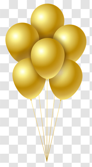 Happy Birthday - Golden Party Balloons Decoration Transparent PNG