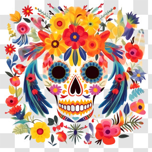 Dia De Los Muertos
 - Floral Skull Illustration For Day Of The Dead Transparent PNG