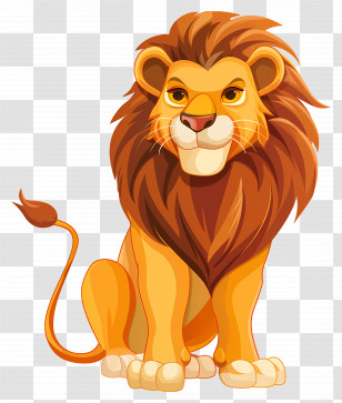 Lion - Cute Cartoon Lion With Majestic Mane Transparent PNG