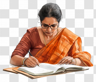 Teacher - Focused Woman Reading A Book Illustration Transparent PNG