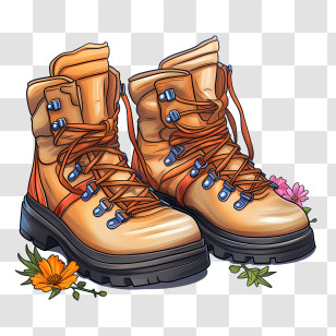 Boots - Hiking Boots With Beautiful Floral Accent Transparent PNG
