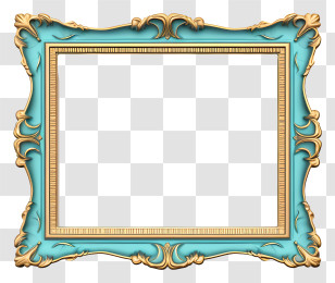 Blue And Gold Frame - Blue And Gold Ornate Picture Frame Transparent PNG