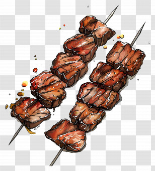 Meat Skewers - Grilled Meat Skewers For Barbecue Transparent PNG