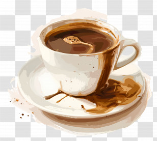 Coffee - Hot Coffee Cup With Saucer Illustration Transparent PNG