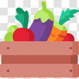 Harvest Box - Cartoon Wooden Crate Of Vegetables Transparent PNG