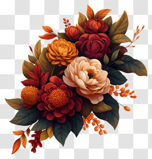 Autumn Flower Corner - Autumn Flower Bouquet Transparent PNG
