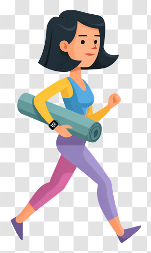 Running Girl - Active Woman With Yoga Mat Transparent PNG
