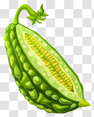 Bitter Melon - Illustration Of Fresh Bitter Melon Transparent PNG