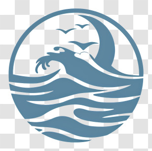 Sea - Ocean Waves With Birds Transparent PNG