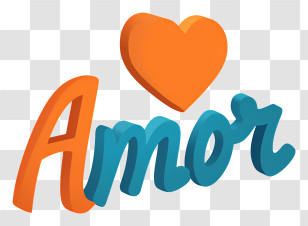 Amor Logo - Amor 3D Lettering With Heart Transparent PNG