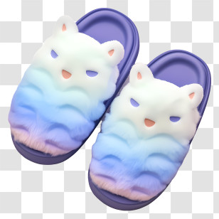 Flat Soft Fluffy Slippers - Cat Face Slippers For Cozy Home Comfort Transparent PNG