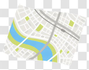 Map - City Map With River And Streets Transparent PNG