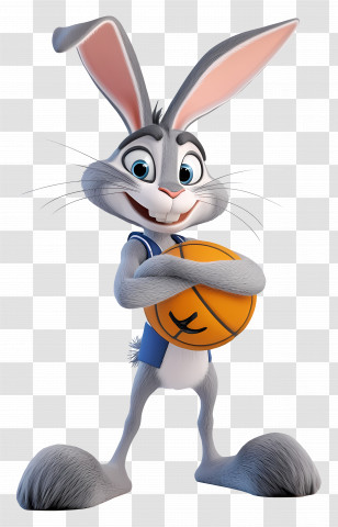 Bugs Bunny - Cartoon Rabbit With Basketball Transparent PNG