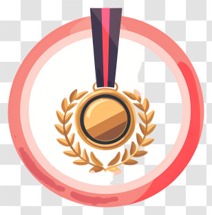 Gold Medal - Gold Medal With Decorative Ribbon Transparent PNG