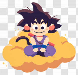 Goku - Cartoon Boy Riding On A Cloud Transparent PNG