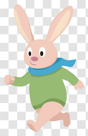 Cartoon Bunny - Cartoon Rabbit With A Blue Scarf Transparent PNG