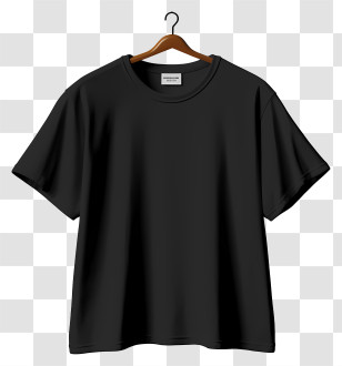 3d Style Black T Shirt On Cloth Hanger - Black T-Shirt On Wooden Hanger Transparent PNG