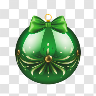Christmas Ball - Green Christmas Ornament With Bow Transparent PNG