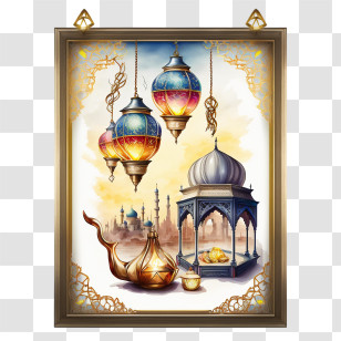 Ramadan Kareem 
 - Islamic Lantern Artwork For Eid Transparent PNG