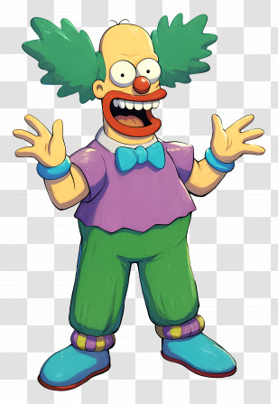 Krusty The Clown - Colorful Happy Cartoon Clown Transparent PNG
