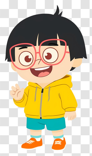 Cartoon Boy With Glasses - Happy Cartoon Boy With Glasses Transparent PNG