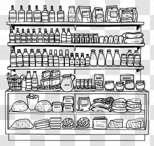Grocery - Grocery Store Shelves Drawing Transparent PNG