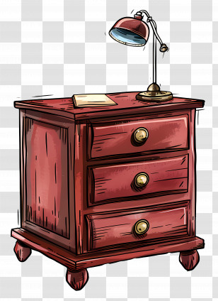 Bedside Table - Wooden Nightstand With Lamp Transparent PNG