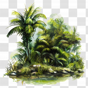 Tropical Jungle - Tropical Jungle Plants With Lush Greenery Transparent PNG