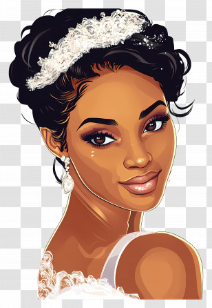 Black Bride - Elegant Bride With Tiara Transparent PNG