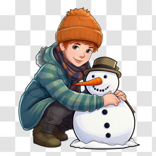 Building Snowman
 - Child Building Snowman In Winter Transparent PNG