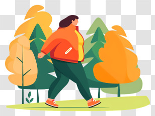 World Obesity Day - Woman Walking In An Autumn Forest Transparent PNG