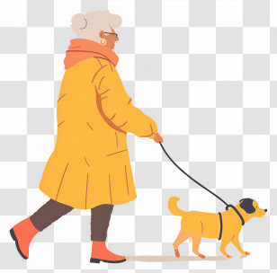 Old Woman Walking Dog - Elderly Woman Walking With Dog Transparent PNG