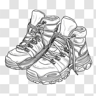Sketch Sneakers - Hiking Boots In Black And White Sketch Illustration Transparent PNG