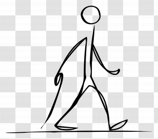 Stick Figure Walking - Stick Figure Walking In Minimalist Drawing Transparent PNG