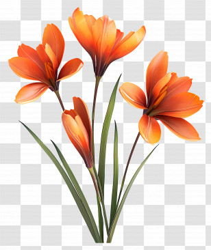 Saffron Crocus - Bright Orange Blooming Flower Transparent PNG