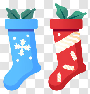 Socks - Festive Blue And Red Christmas Stockings Transparent PNG